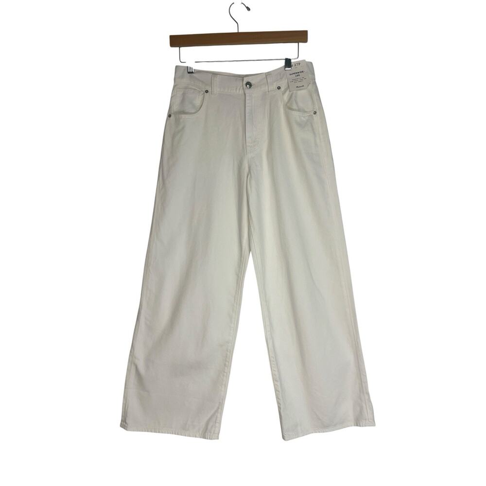 $138 NWT Madewell Superwide-Leg Jeans Women's Size 27P White Cotton NU708